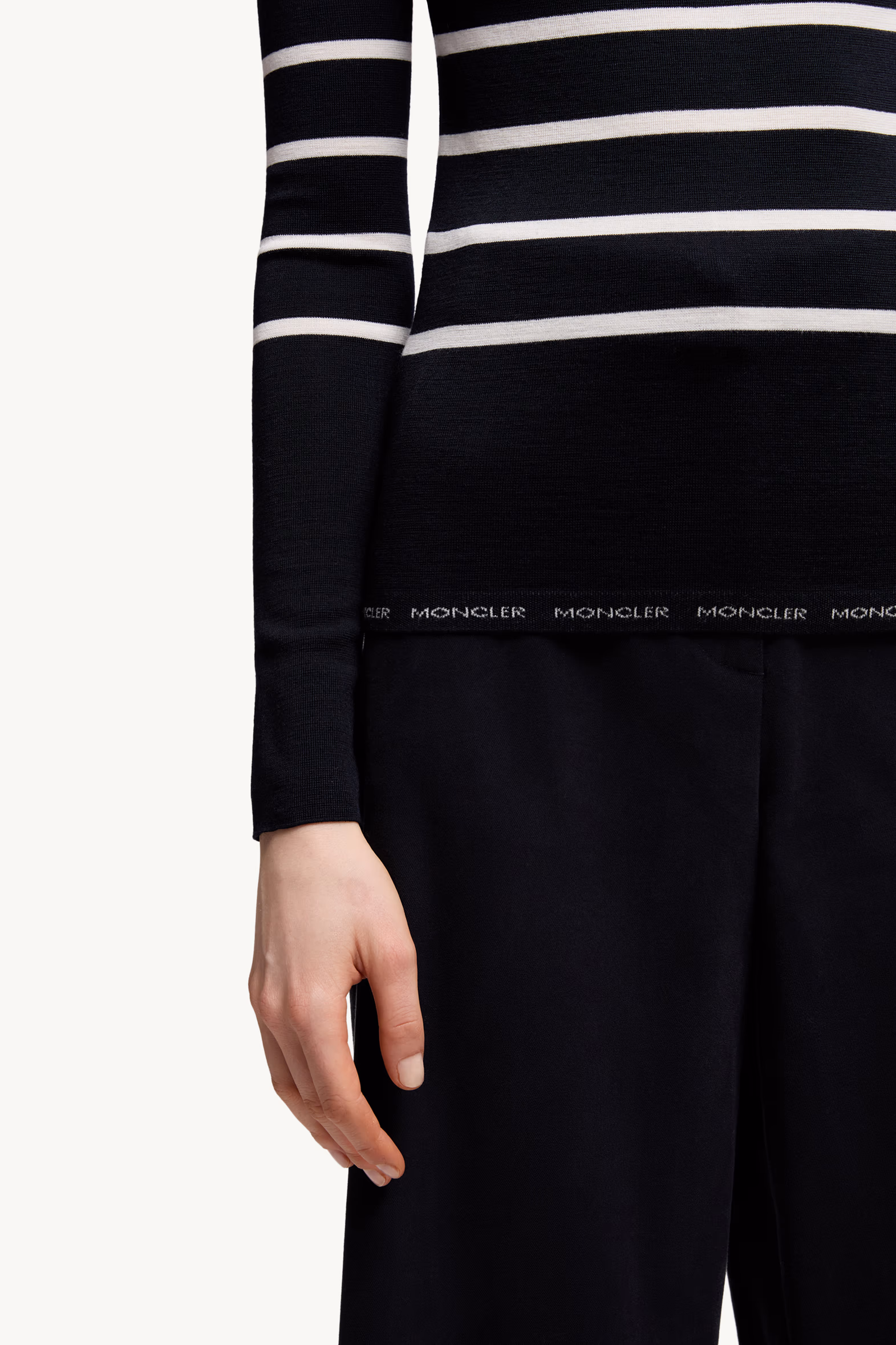 Striped Wool Turtleneck Sweater Women Blue & White Moncler 6